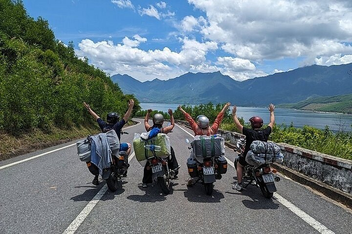 Motorbikes on mountain road